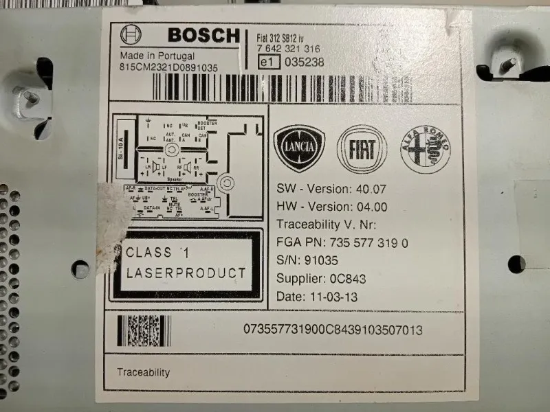 Unità Autoradio 7642321316 Fiat 500 II 2015