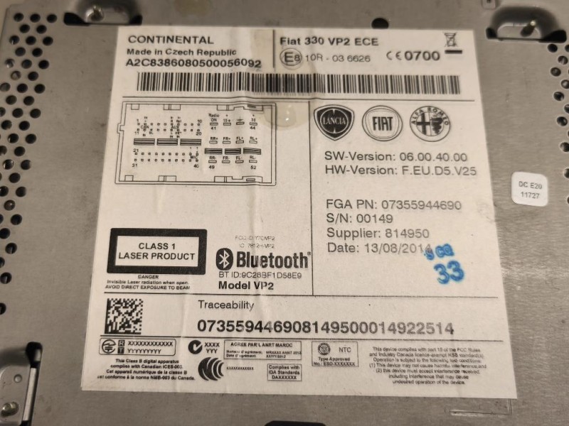 Unità Autoradio 814950 Fiat 500L 2013