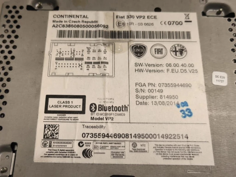 Unità Autoradio 814950 Fiat 500L 2013