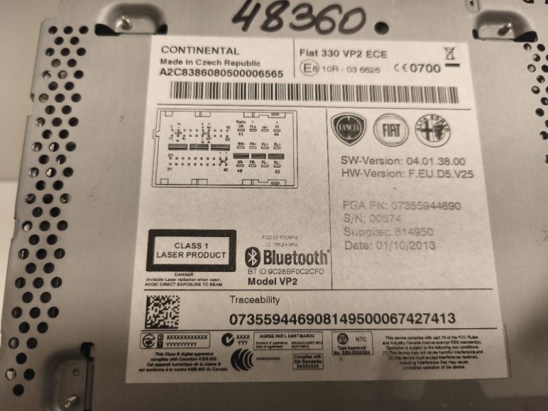 Unità Autoradio 814950 Fiat 500L 2013