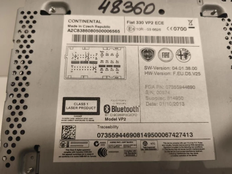 Unità Autoradio 814950 Fiat 500L 2013