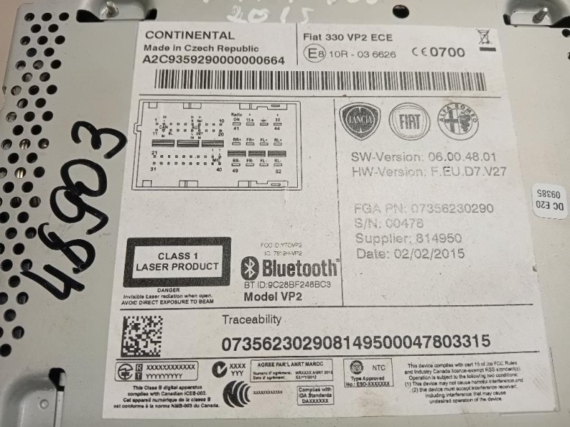 Unità Autoradio 07356230290 Fiat 500L 2013