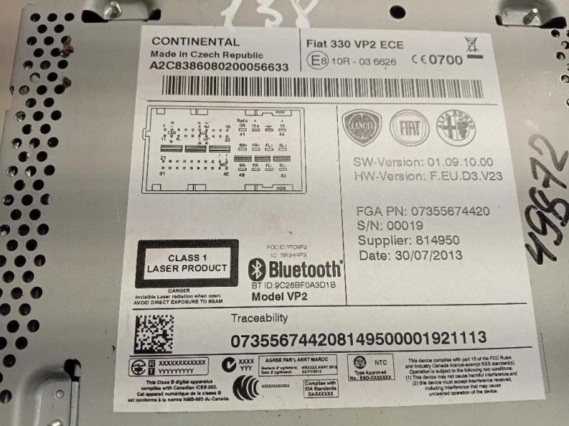 Unità Autoradio 07355674420 Fiat 500L 2013