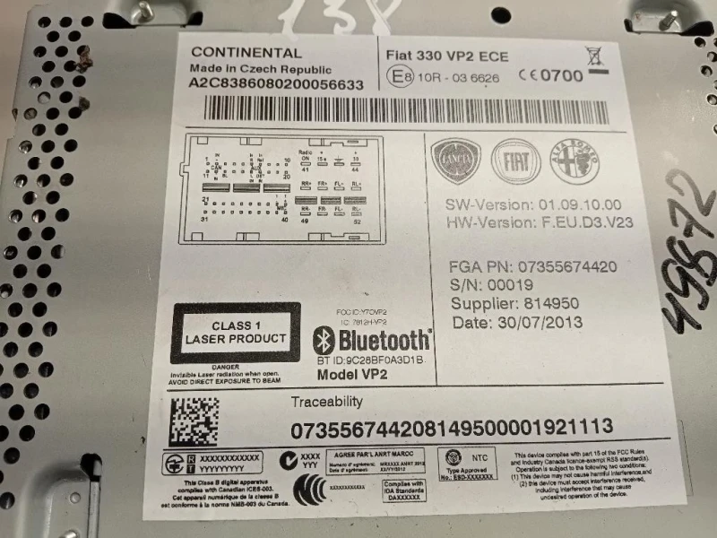 Unità Autoradio 07355674420 Fiat 500L 2013