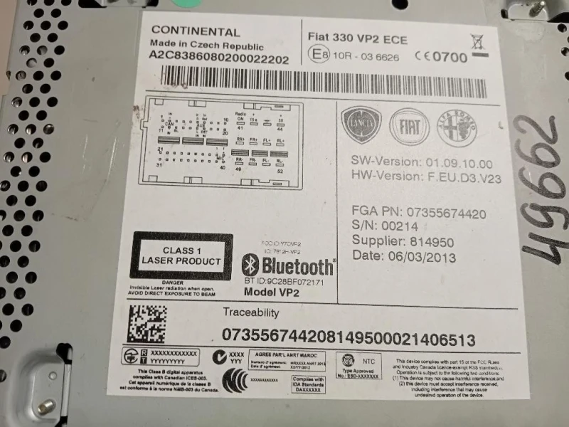 Unità Autoradio 07355674420 Fiat 500L 2013