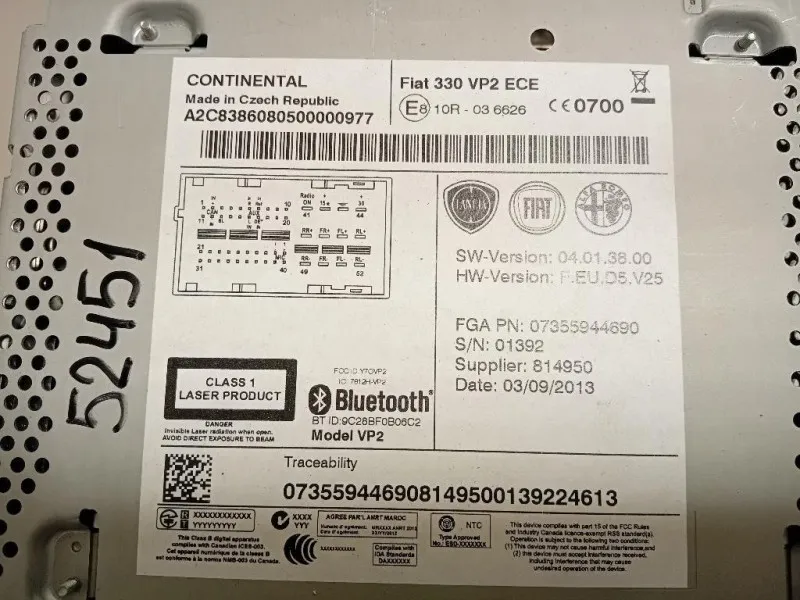 Unità Autoradio 07355944690 Fiat 500L 2013