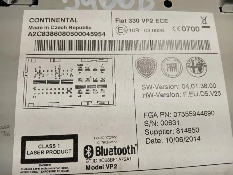 Unità Autoradio 07355944690 Fiat 500L 2013