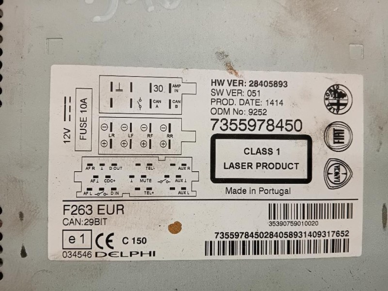 Unità Autoradio 7355978450 Fiat Doblò III Cargo 2010