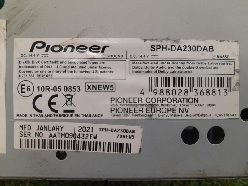 Unità Autoradio SPHDA230DAB PIONEER Ford Fiesta VI 2008