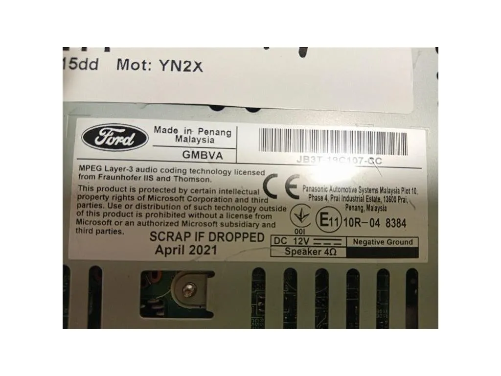 Unità Autoradio JB3T-19C107-CC Ford Ranger IV 2019