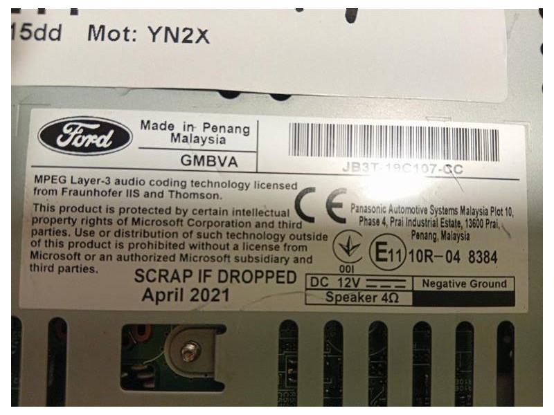 Unità Autoradio JB3T-19C107-CC Ford Ranger IV 2019