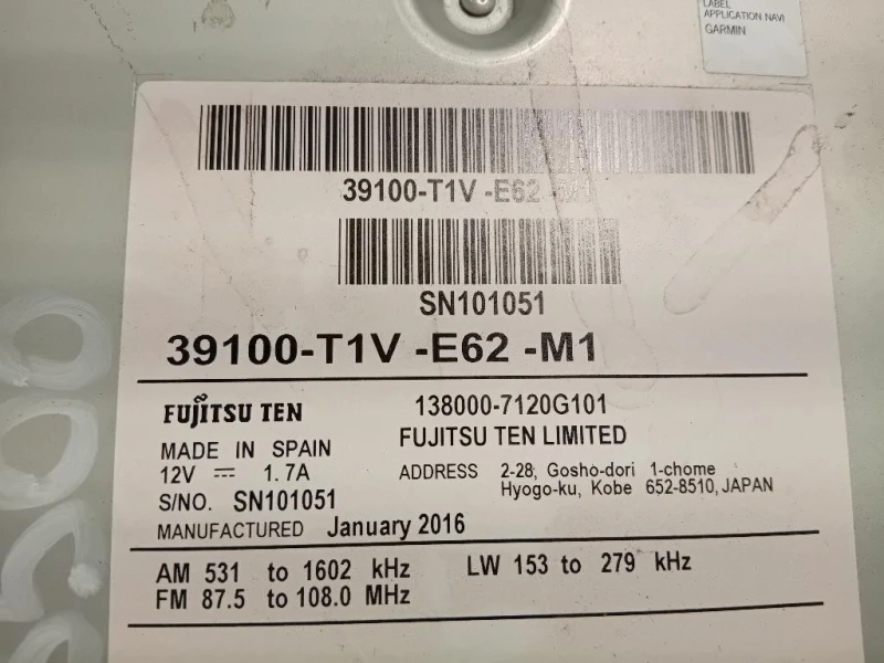 Unità Autoradio 39100-T1V-E62-M1 Honda CR-V IV 2015