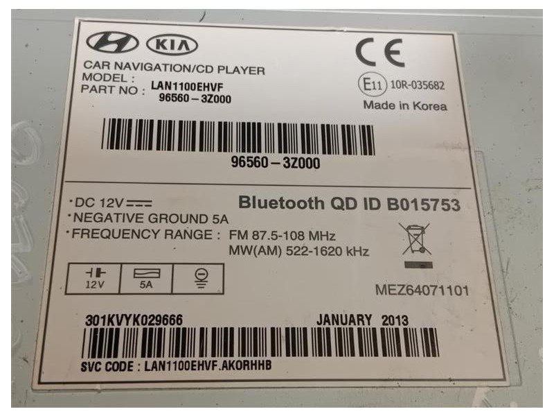 Unità Autoradio 96560-3Z000 Hyundai I40 CW 2012