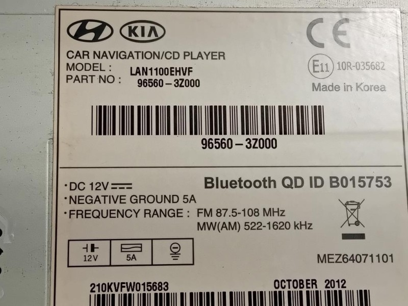 Unità Autoradio 96560-3Z000 Hyundai I40 CW 2012