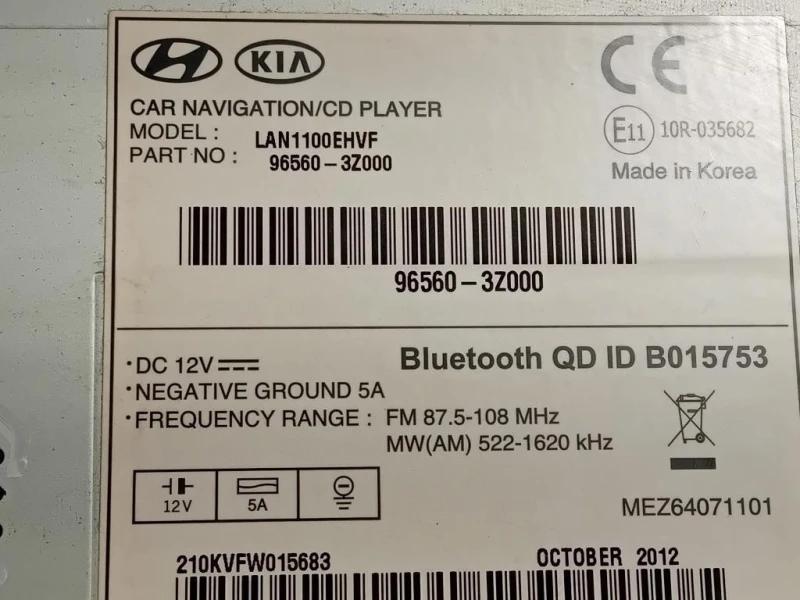 Unità Autoradio 96560-3Z000 Hyundai I40 CW 2012