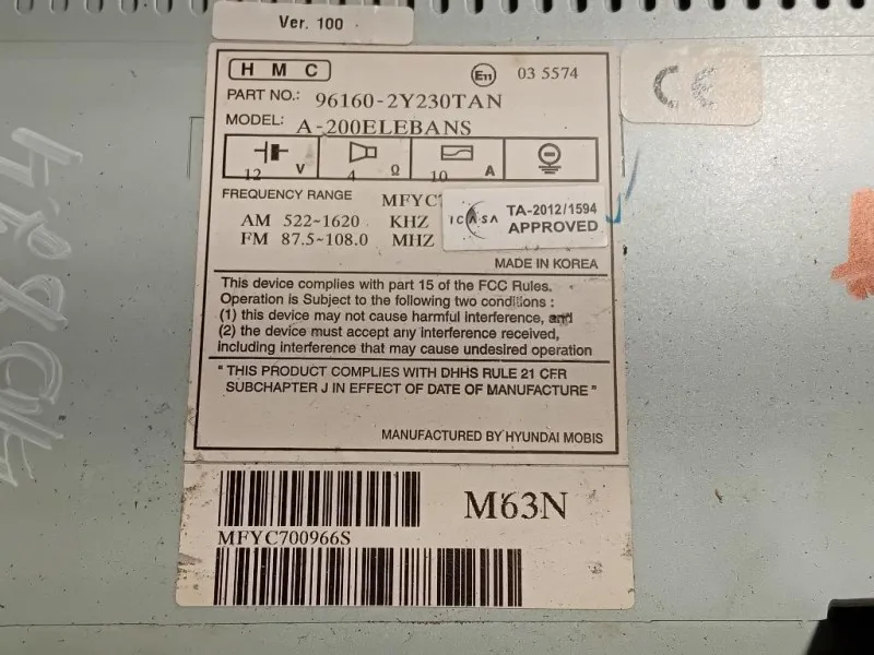 Unità Autoradio 96160-2Y230 Hyundai IX35 2013