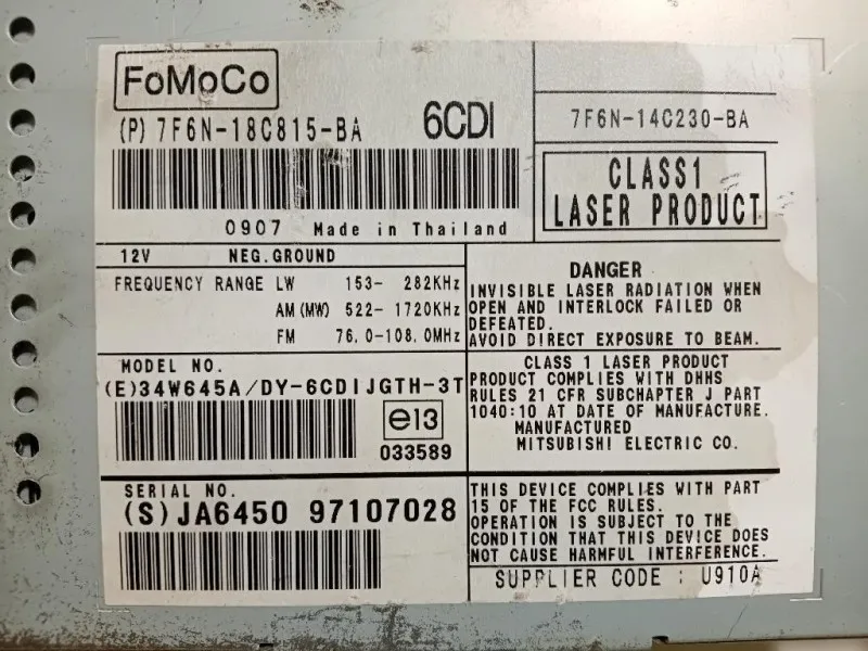 Unità Autoradio 7F6N-18C815-BA Jaguar XF I 2008