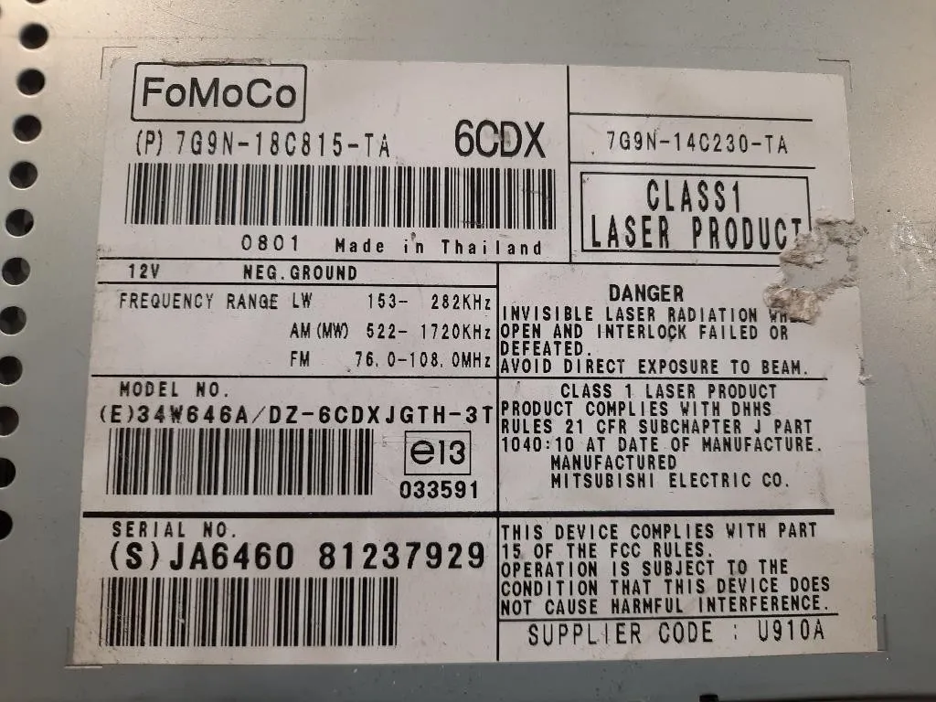 Unità Autoradio 7G9N-14C230-TA Jaguar XF I 2008