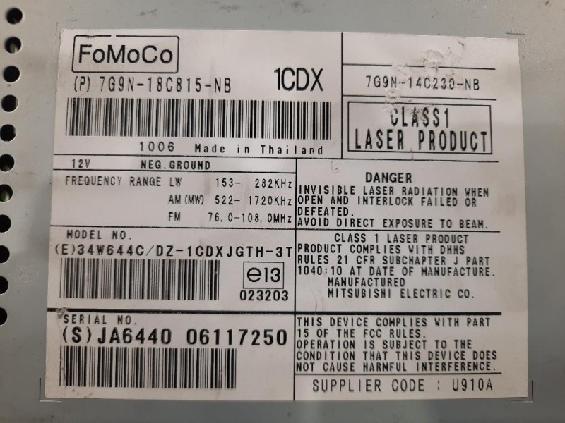 Unità Autoradio 7G9N-18C815-NB Jaguar XF I 2008