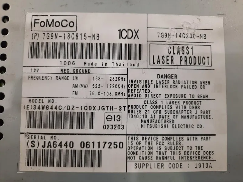 Unità Autoradio 7G9N-18C815-NB Jaguar XF I 2008