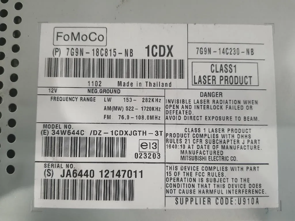 Unità Autoradio 7G9N-18C815-NB Jaguar XF I 2008