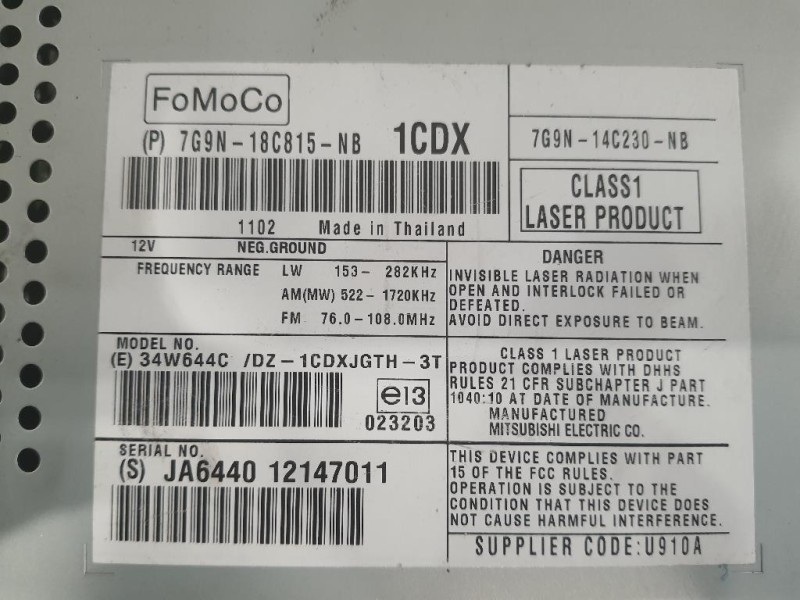 Unità Autoradio 7G9N-18C815-NB Jaguar XF I 2008