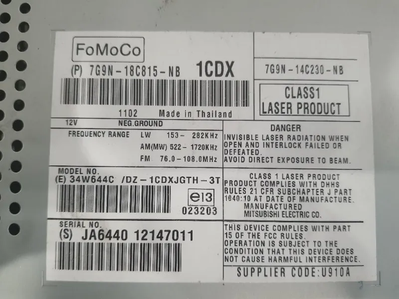 Unità Autoradio 7G9N-18C815-NB Jaguar XF I 2008