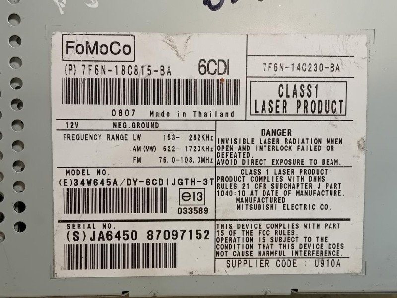 Unità Autoradio 7F6N-14C230-BA Jaguar XF I 2011