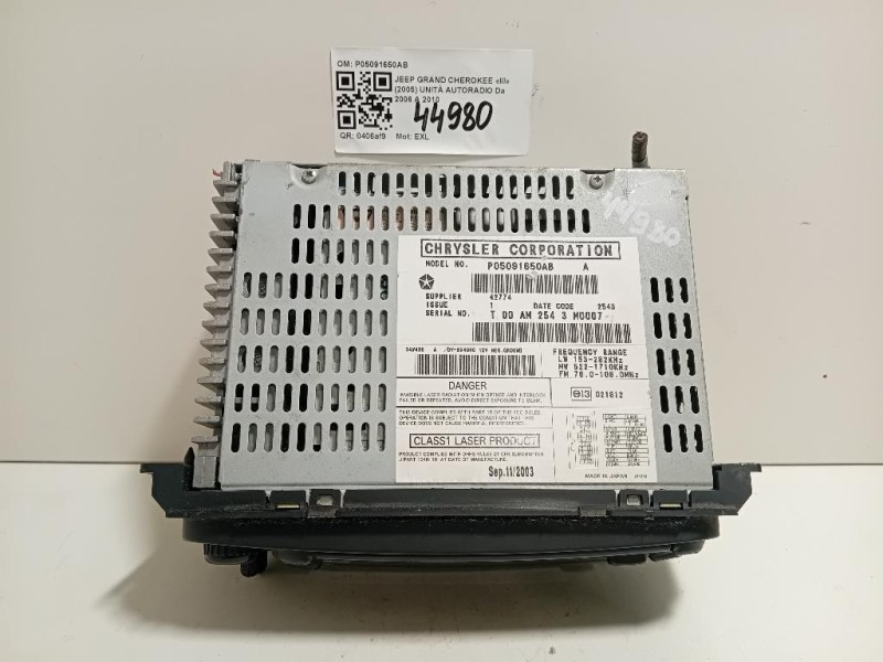 Unità Autoradio P05091650AB Jeep Grand Cherokee III 2005