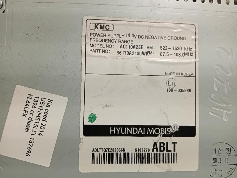 Unità Autoradio 61014035 Kia CEED II 2012