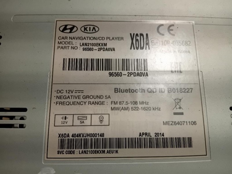 Unità Autoradio 96560-2PDA0VA Kia Sorento III 2012