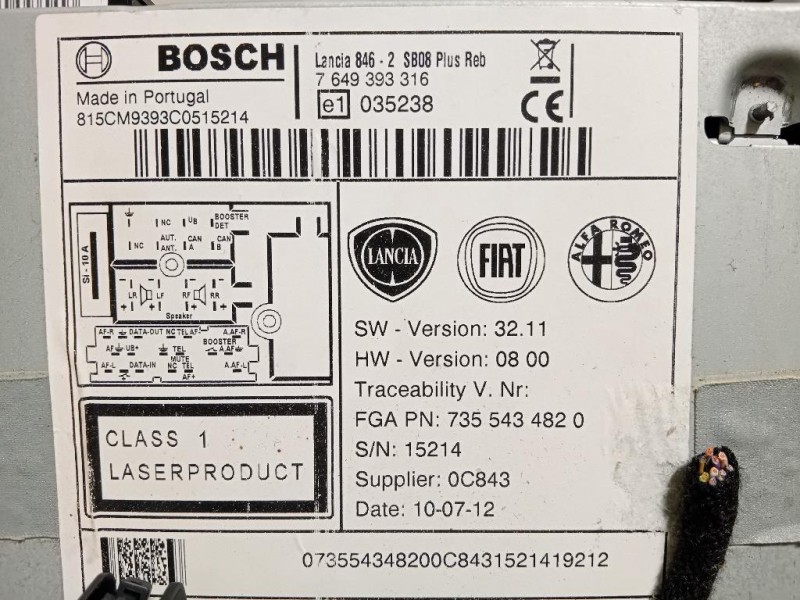 Unità Autoradio 7649393316 Lancia Ypsilon III 2011