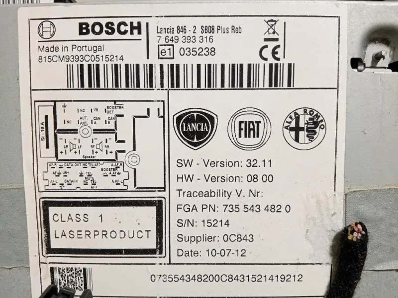Unità Autoradio 7649393316 Lancia Ypsilon III 2011