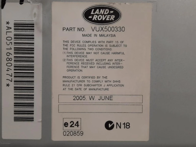 Unità Autoradio VUX500330 Land Rover Discovery III 2005