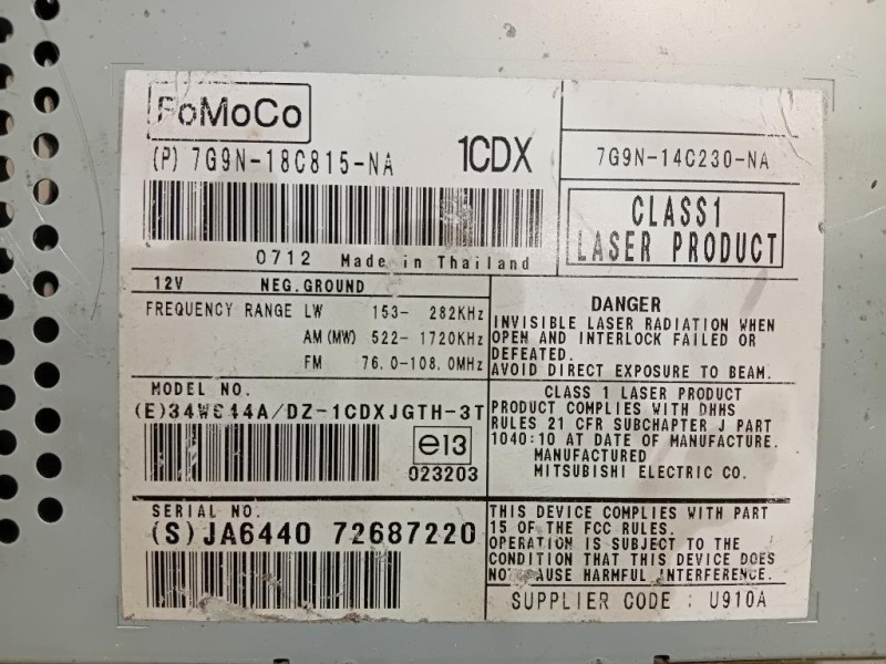 Unità Autoradio 7G9N-18C815-NA Land Rover Freelander II 2011