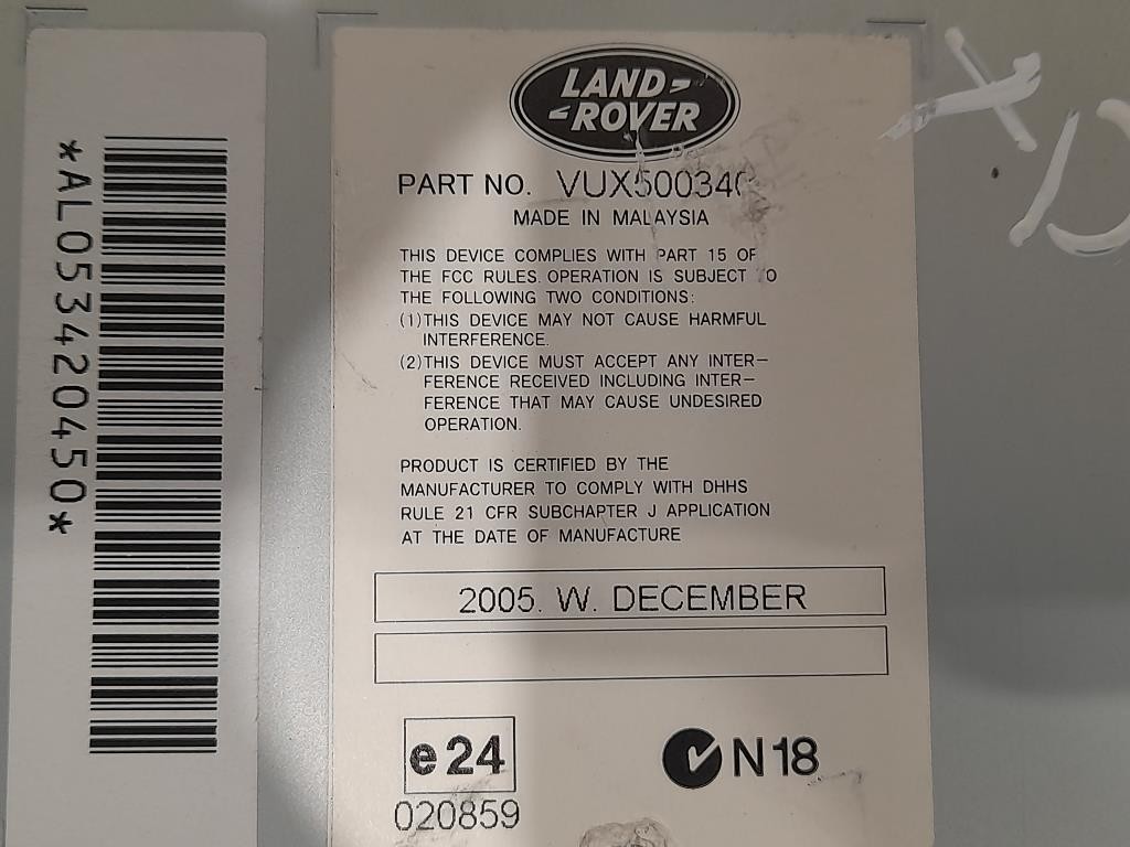 Unità Autoradio VUX50034 Land Rover Range Rover Sport I 2005