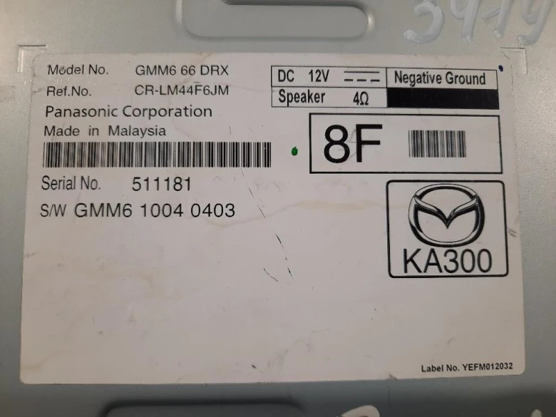 Unità Autoradio YEFA0500084 Mazda 6 III 2013