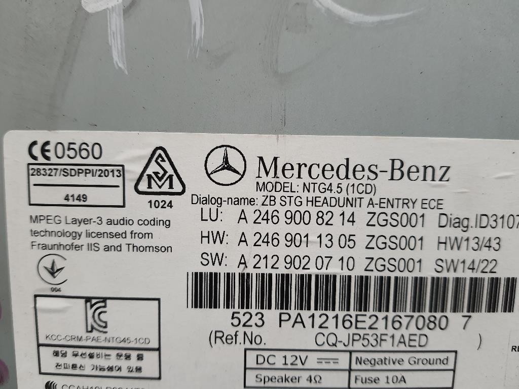 Unità Autoradio A2469008214 Mercedes Classe A W176 2013