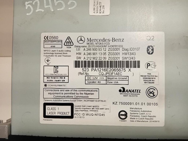 Unità Autoradio A2469009312 Mercedes Classe A W176 2013