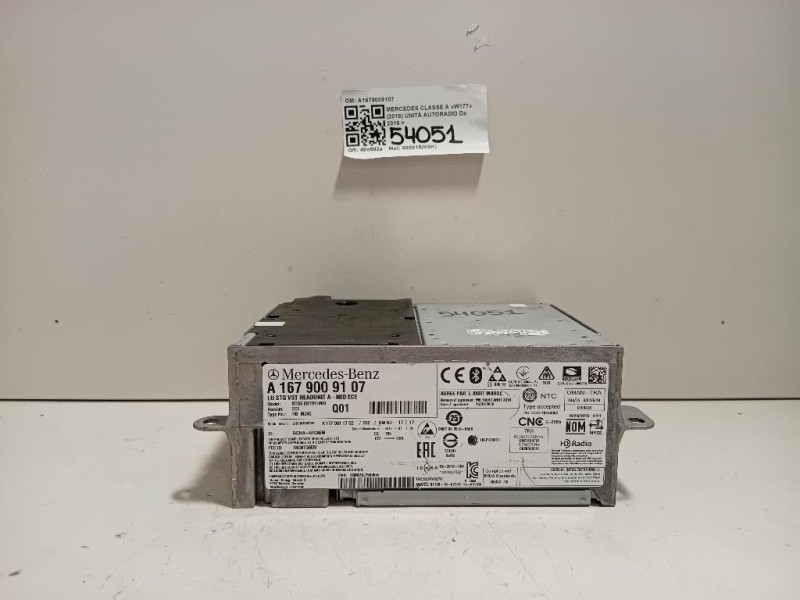 Unità Autoradio A1679009107 Mercedes Classe A W177 2018
