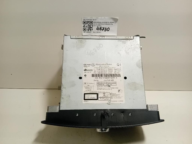 Unità Autoradio A246 901 99 01 Mercedes Classe B W246 2012