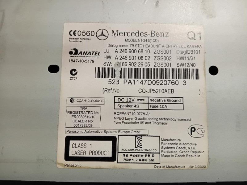 Unità Autoradio A2469006810 Mercedes Classe B W246 2012