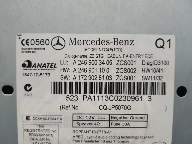 Unità Autoradio A2469003405 Mercedes Classe B W246 2012