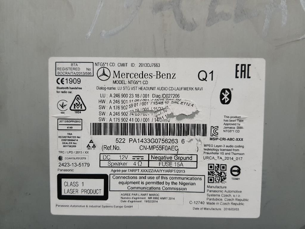 Unità Autoradio A2469002318 Mercedes Classe B W246 2014