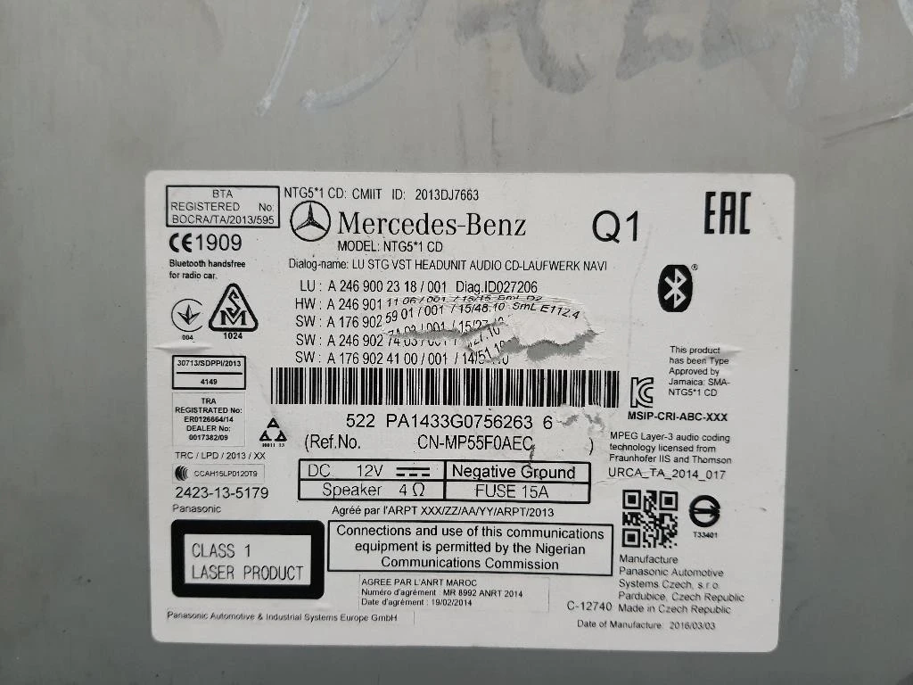Unità Autoradio A2469002318 Mercedes Classe B W246 2014