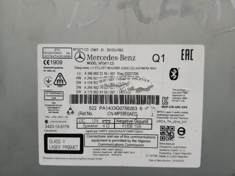 Unità Autoradio A2469002318 Mercedes Classe B W246 2014