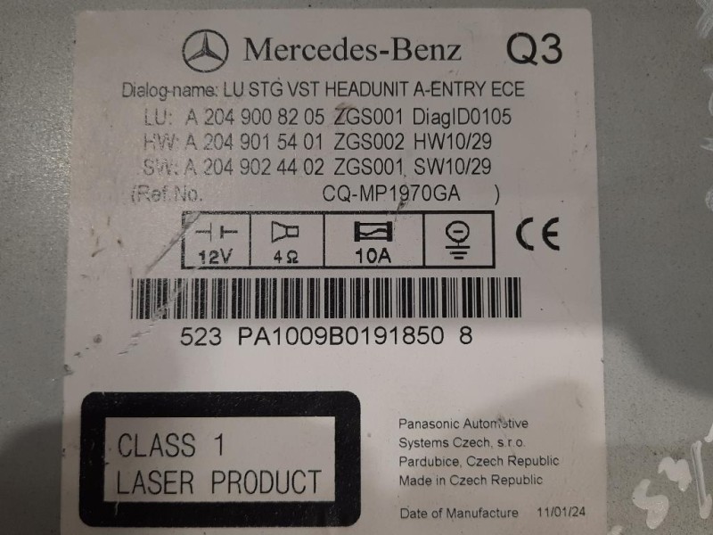 Unità Autoradio A2049008205 Mercedes Classe C W204 2011
