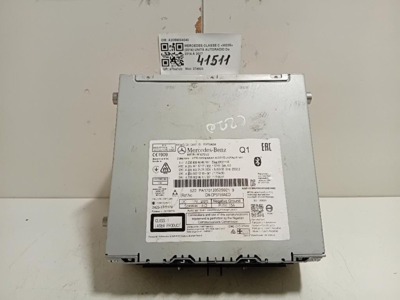 Unità Autoradio A2059004040 Mercedes Classe C W205 2014