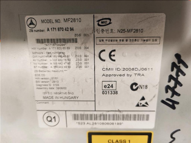 Unità Autoradio A1718704294 Mercedes Classe SLK R171 2004