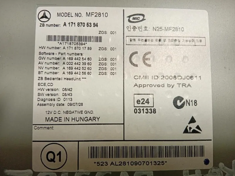 Unità Autoradio A1718705394 Mercedes Classe SLK R171 2004